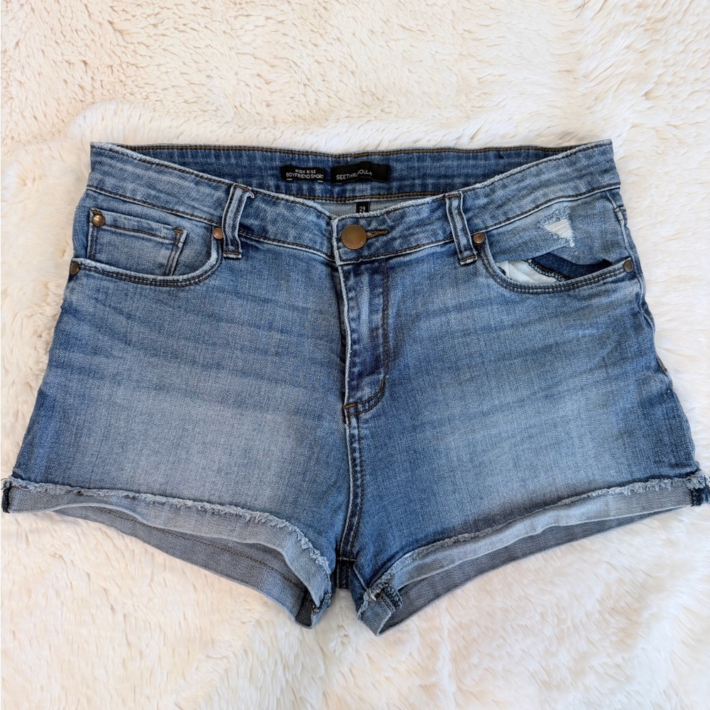 See Thru Soul Light Blue Jean Shorts